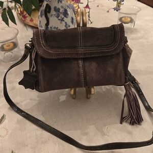 Coldwater Creek Sierra Suede Leather Tassels Handbag Purse (ID#4566) - NWT